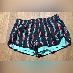 Varsity Chevron Athletic Shorts - Coral and Teal